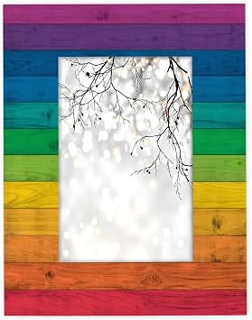 Tavisto Rainbow Colorful 5x7 Picture Frame Farmhouse Rustic Wooden Photo Frames for Tabletop Display Wall Mounting Fits 5x7 Pictures Home Office Decor