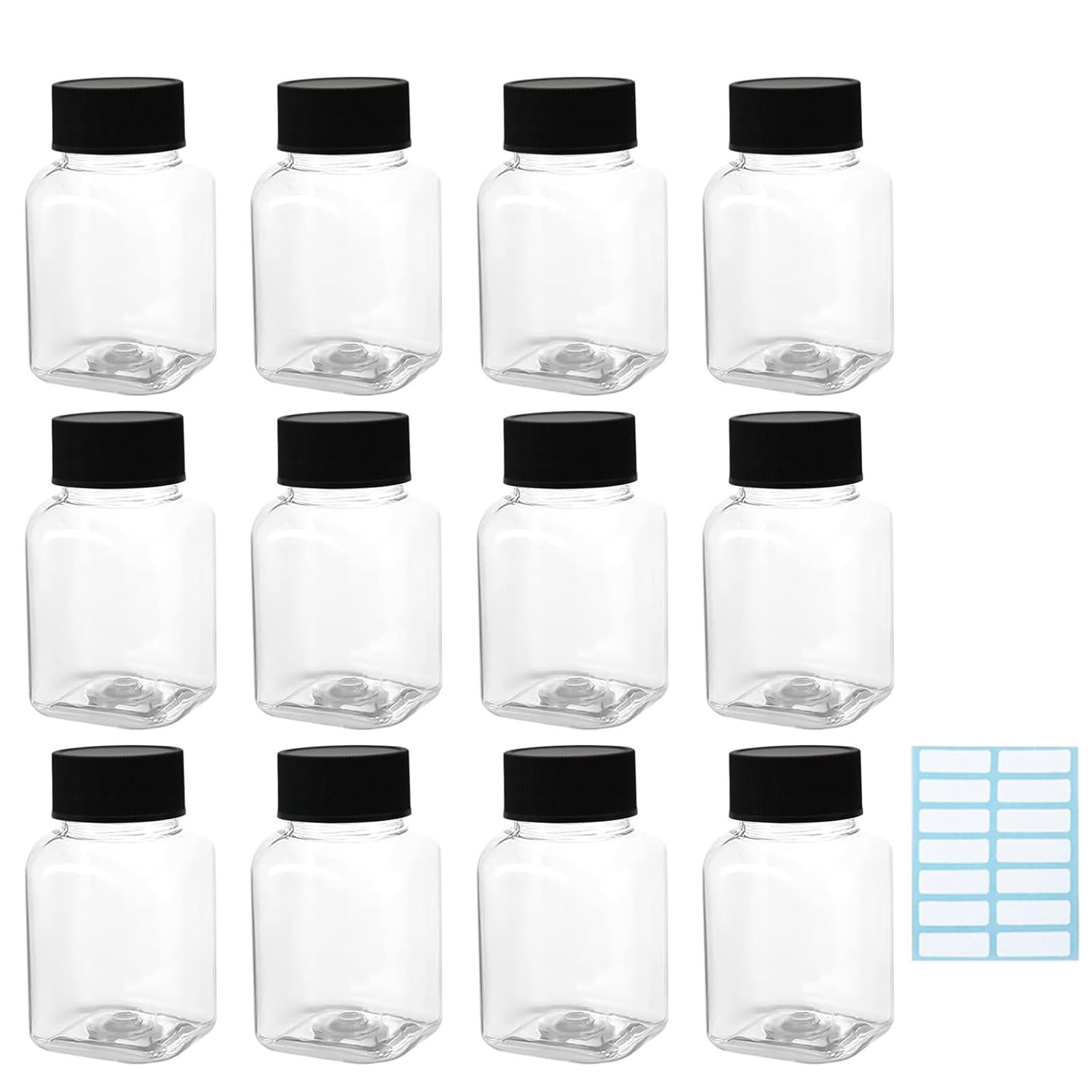 Small Plastic Juice Bottles with Lids 12Pcs - Reusable PET Drink Bottles With Lids