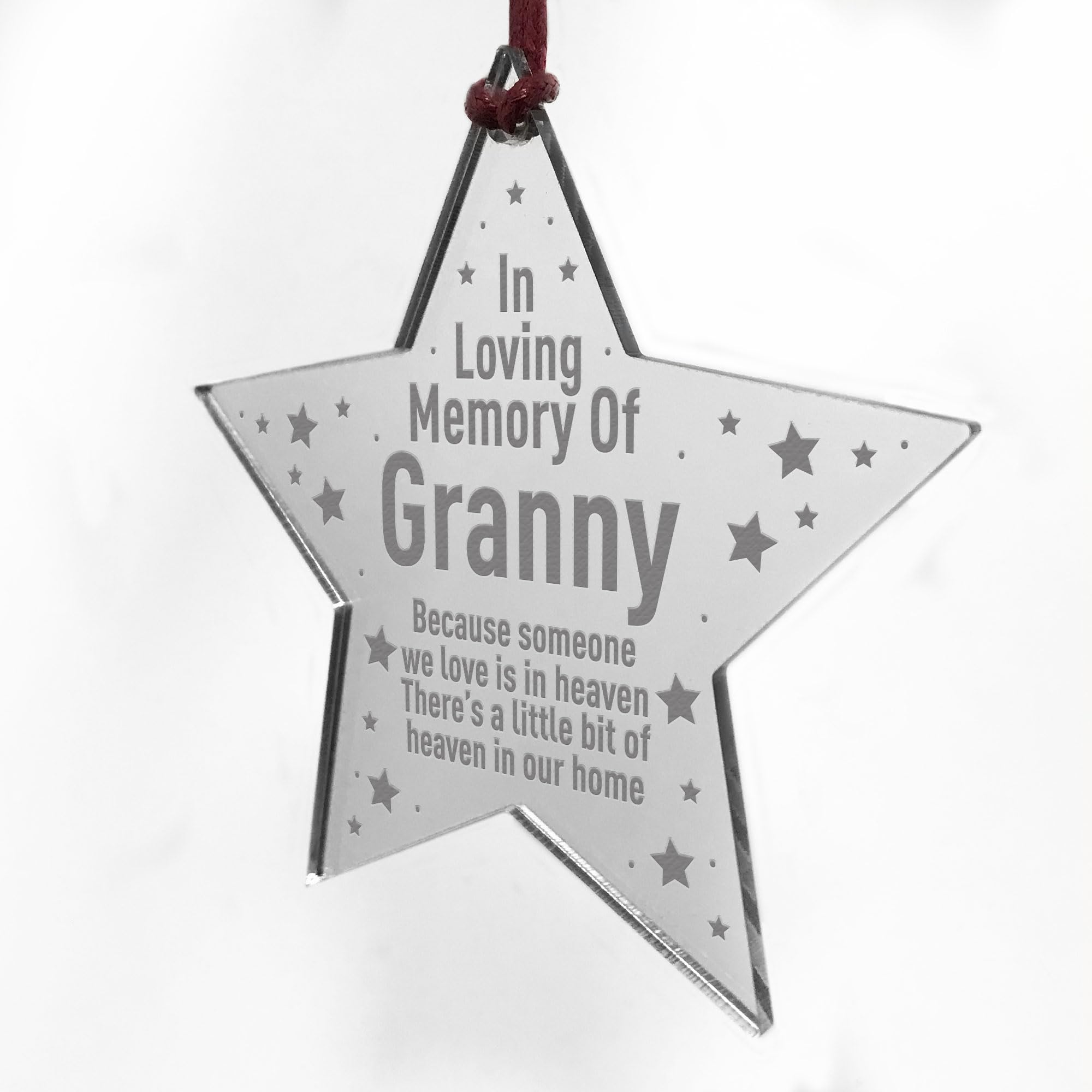 Red Ocean Multicoloured Memorial Star Tree Decoration For Granny Nanny Nan Personalised Christmas Bauble