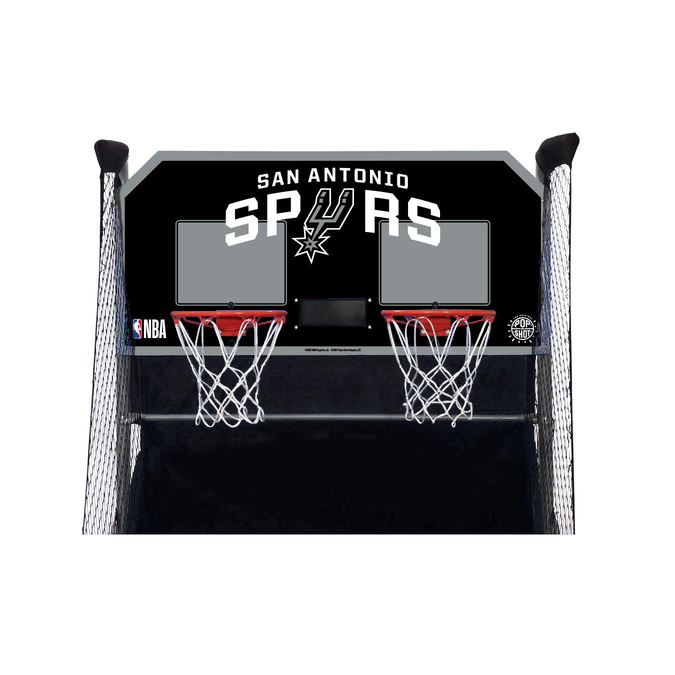Pop-A-Shot - Home Dual Shot with San Antonio Spurs NBA Graphics l Sensor Scoring l 16 Game Modes l 7 Balls l Foldable Storage l for All NBA Fans