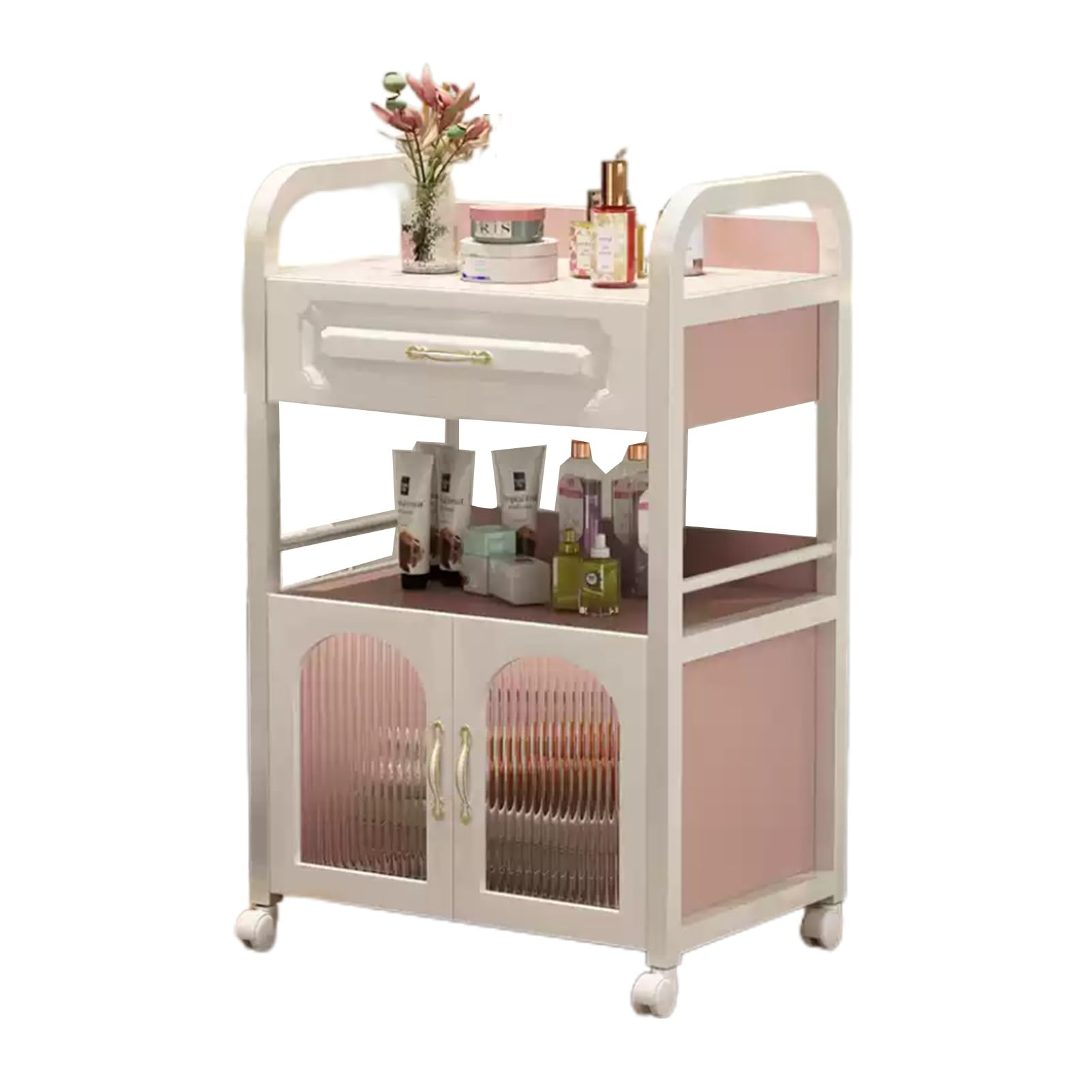 Barbershop Tool Trolley Beauty Trolley Storage Trolley with Drawer,Trolley with Workbench Rack Multi-Layer Storage 4 360° Swivel Casters,Easy to Move,Suitable for Salon Spa Tattoo(Color 3)