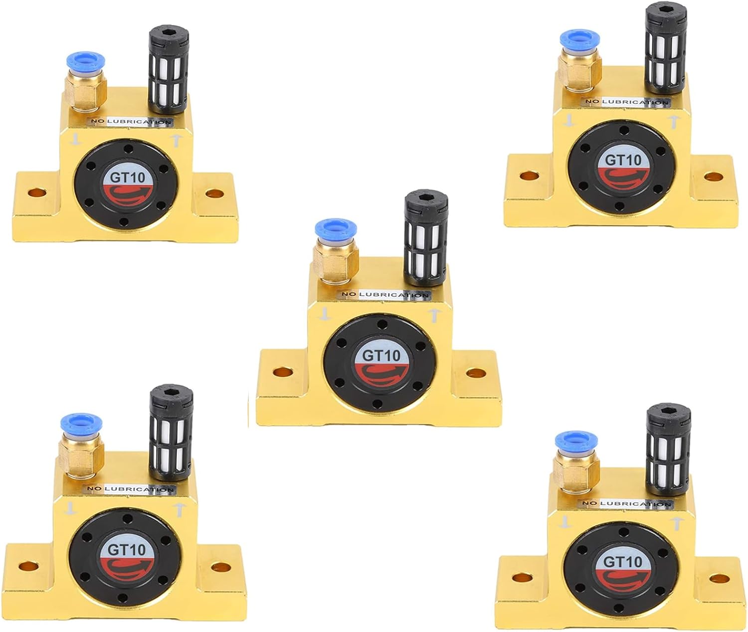 (5-Pack) GT10 Pneumatic Air Turbine Vibrator G 1/8" Industrial Pneumatic Turbine Vibrators Golden GT-10 Series
