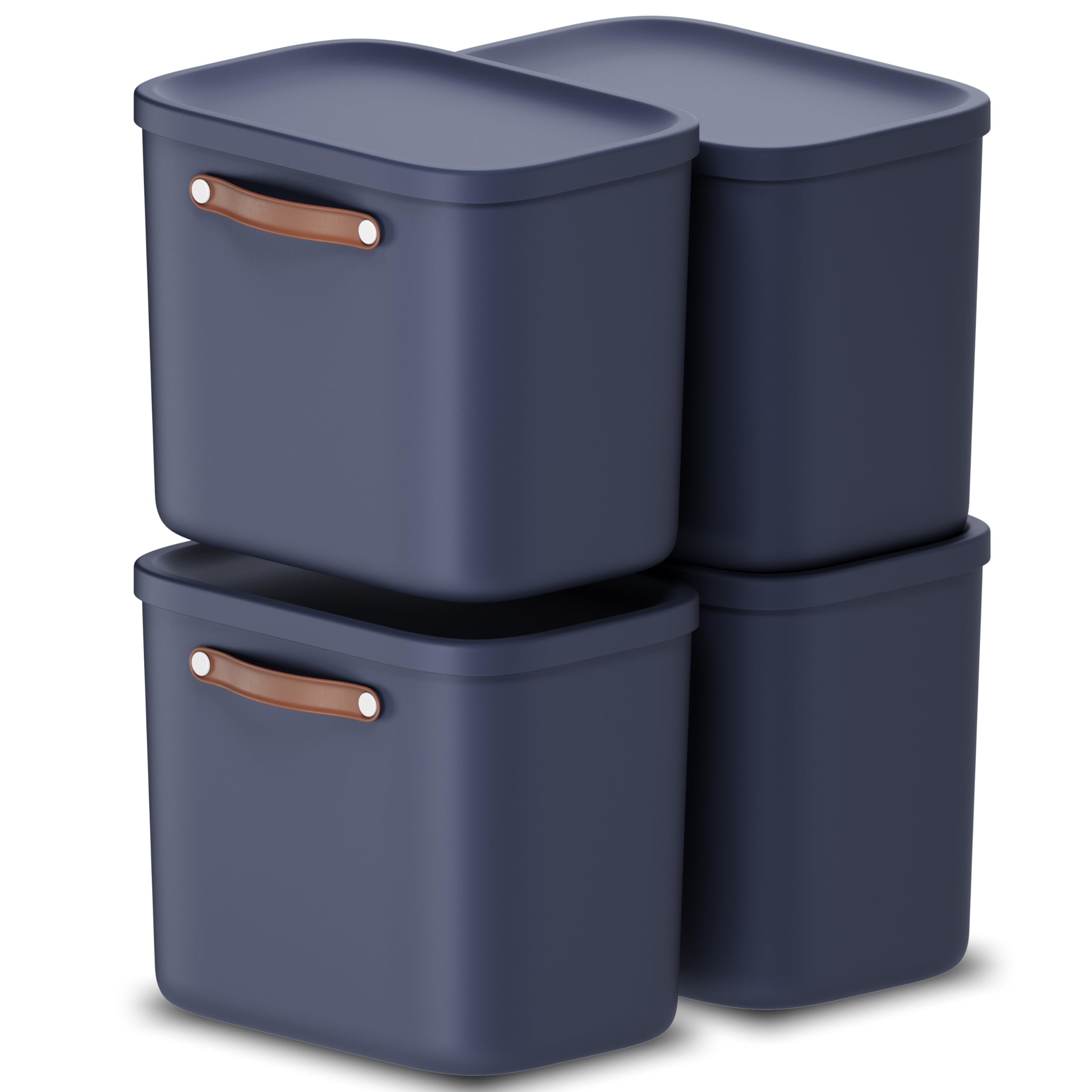 Rotho Blue Maloja Storage Box 25 L, Plastic (Pp Recycled), 25 (39.5 X 26.5 X 34.0 Cm) (Pack Of 4)
