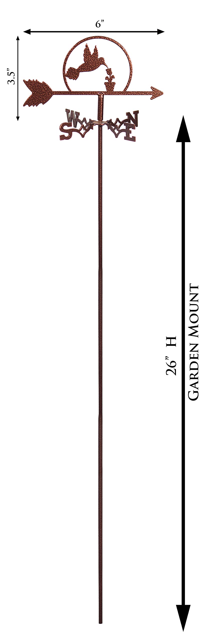 SWEN Products Hummingbird Mini Flower Pot Weathervane