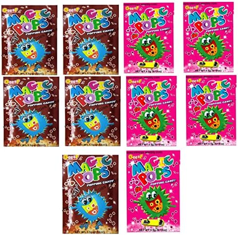 SHREE KARNI TRADERS Magic Pops Popping Strawberry + Cola Flavour Candy Pack Of 10 Pouch, 5.5 Gram
