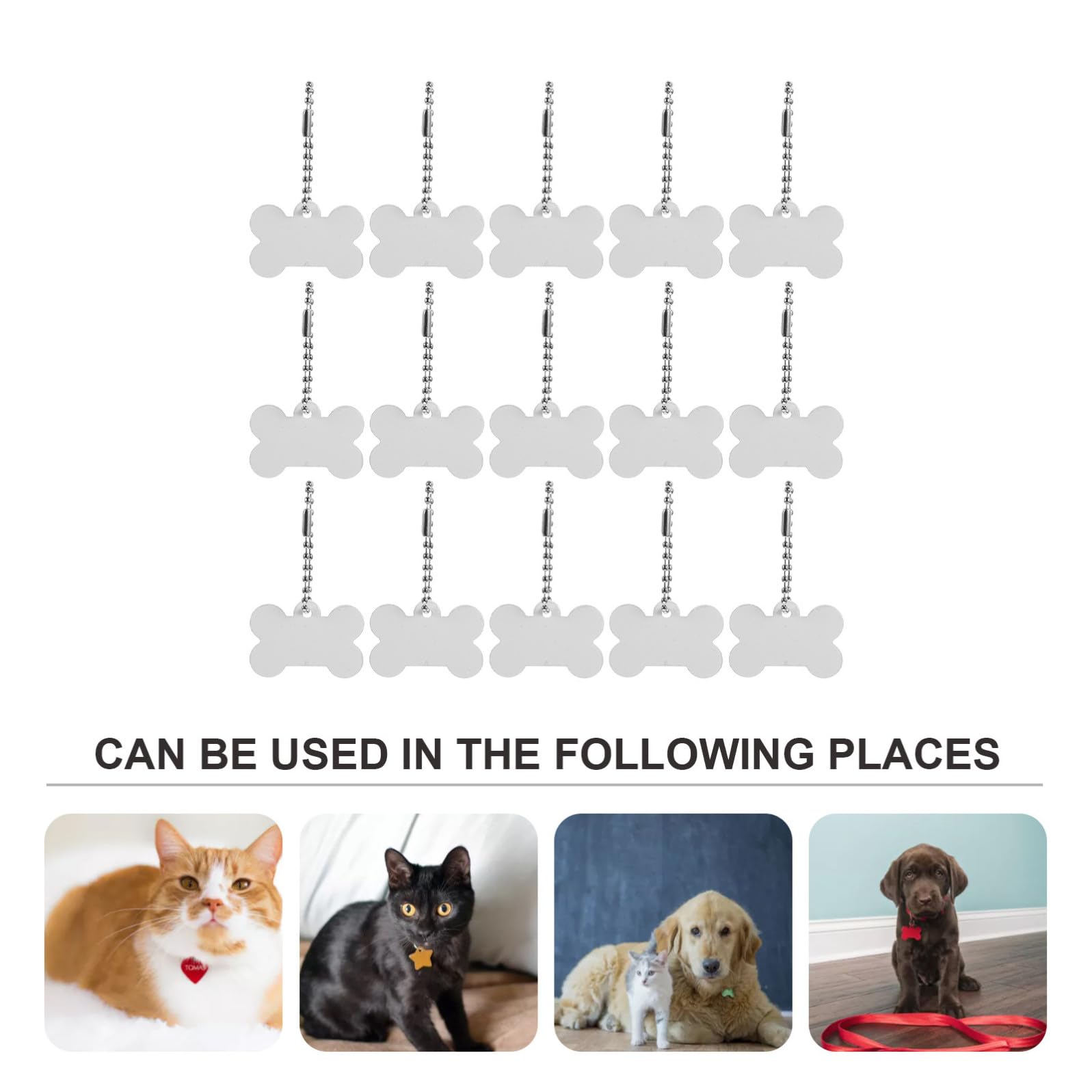 20pezzi Medagliette Cane in Lega di Alluminio a Forma di Osso, Doppia Faccia Vuote per Sublimazione, Incisione Personalizzata per Collare Animali Domestici