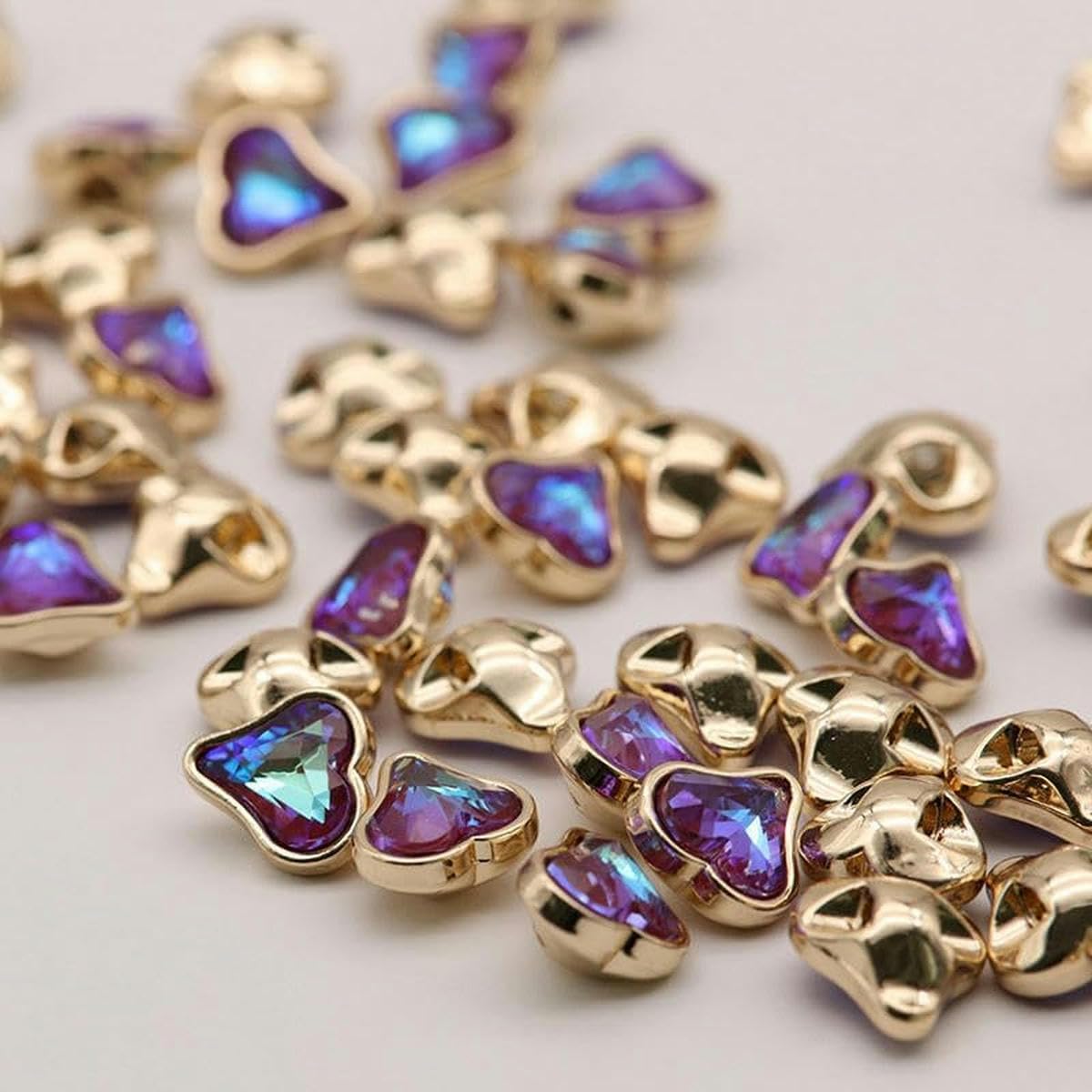 11 mm 50 pezzi serie cuore pesca CRYSTAL bottoni a forma di cuore dorato con strass in metallo per cucire bottoni con gambo strass-cuore CRYSTAL rosso-50 pezzi 11 mm