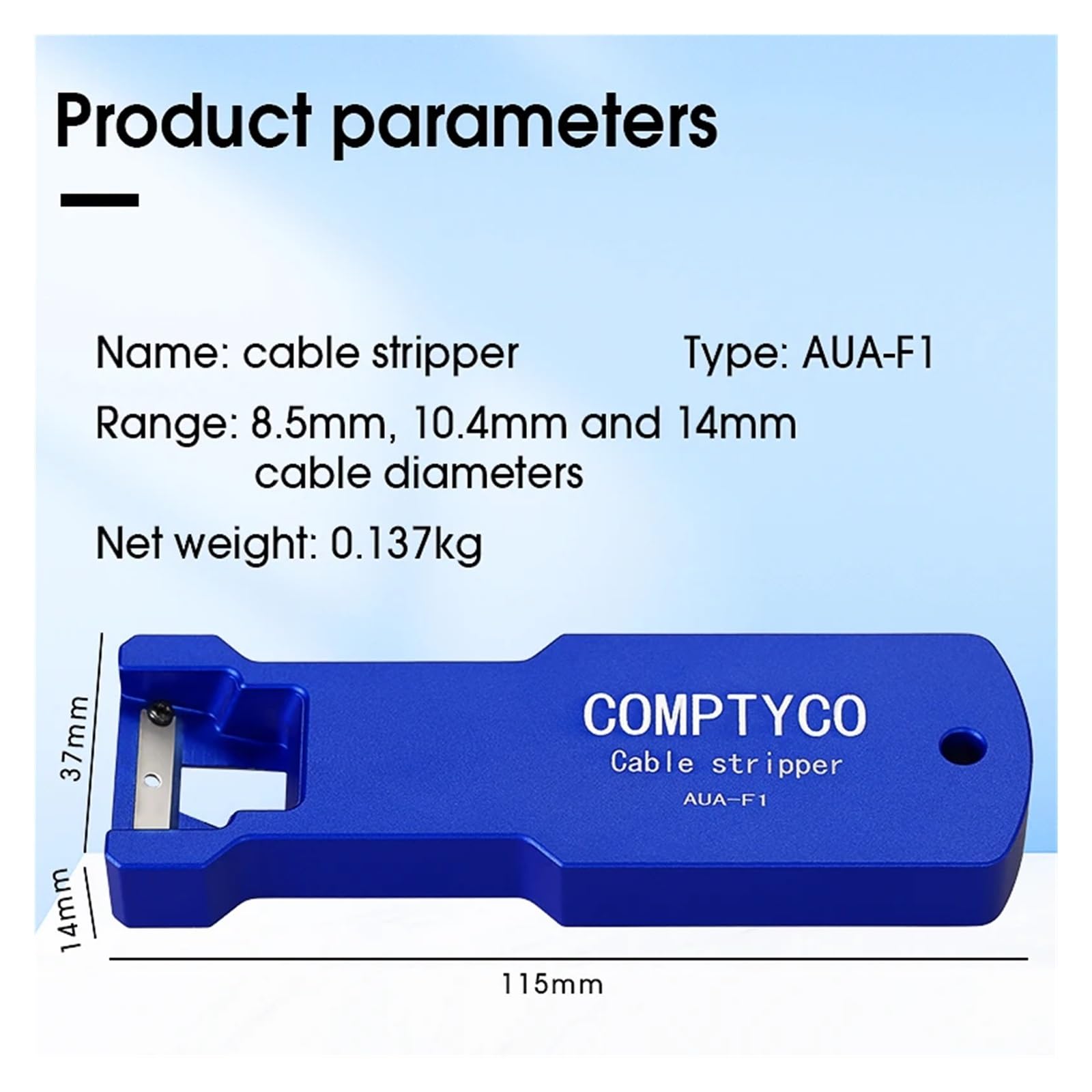 Outil de fibre optique FTTH Dénudeur longitudinal AUA-F1 Découpeuse gaine câble 8,5 mm 10,4 14(Blue)
