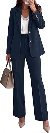 Luvamia Women's Two-Piece Blazer and Wide-Leg Pants Suit