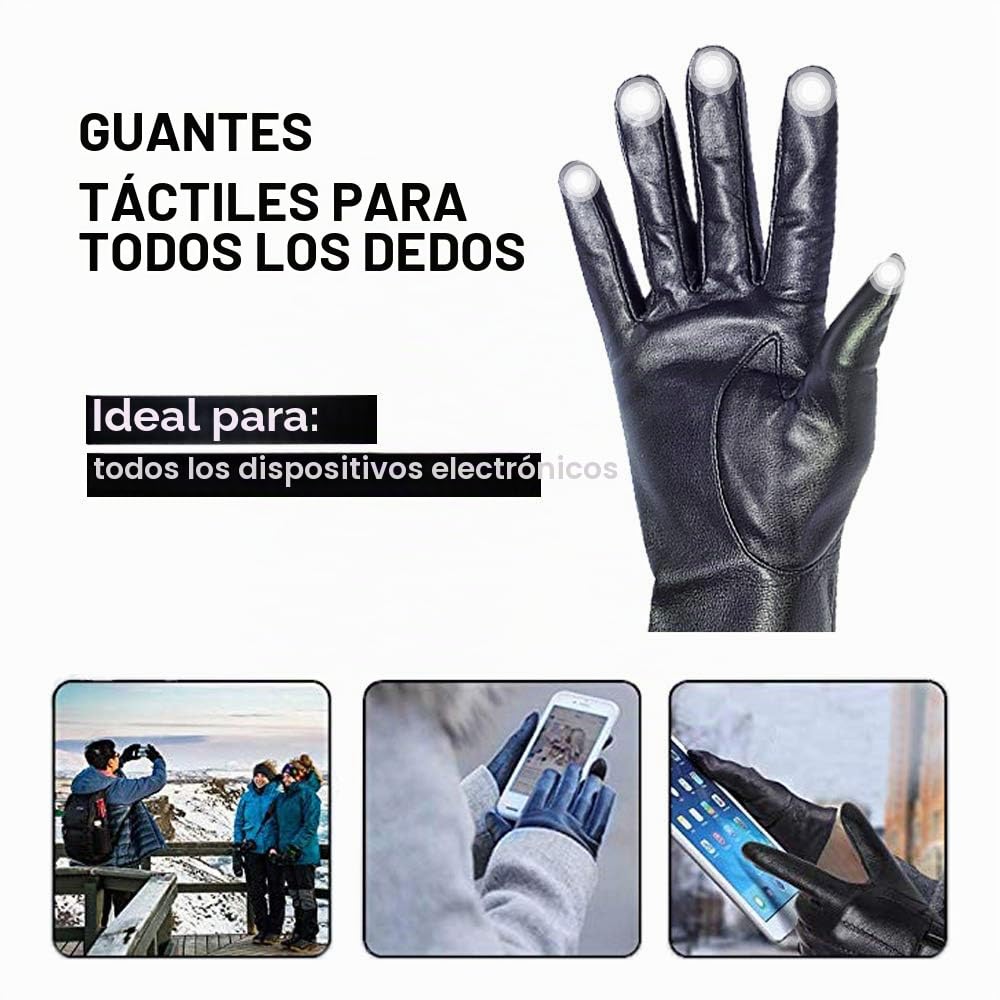 Guantes largos de cuero para mujer, con pantalla táctil para invierno, vestido de noche, guantes de conducción - Negro