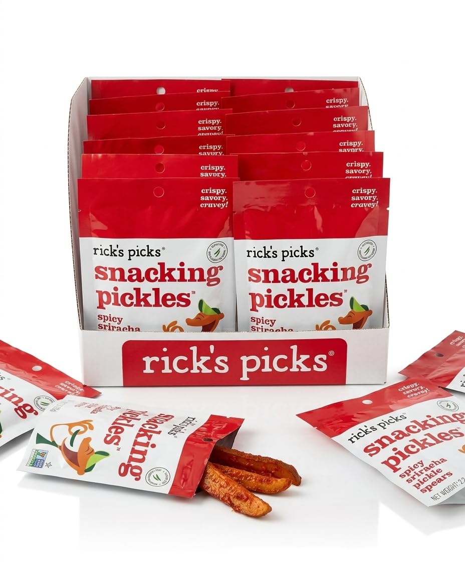 Rick’s Pick Spicy Sriracha Pickle Spears – Snack Packs (Case of 12)