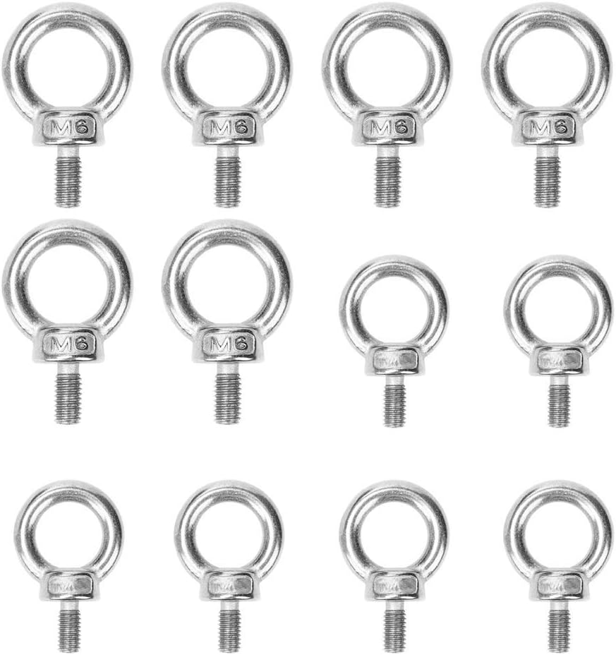12 Pieces Eye Bolt Screw Ring Hook Stainless Steel Lug Screws Lifting