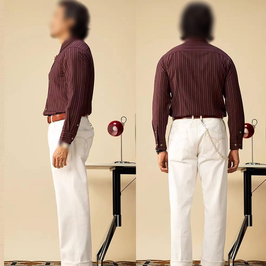 Camisa De Negocios Vintage Sin Planchar, Camisa De Hombre Anti-Arrugas Manga Larga, Diseño De Cuello Vuelto