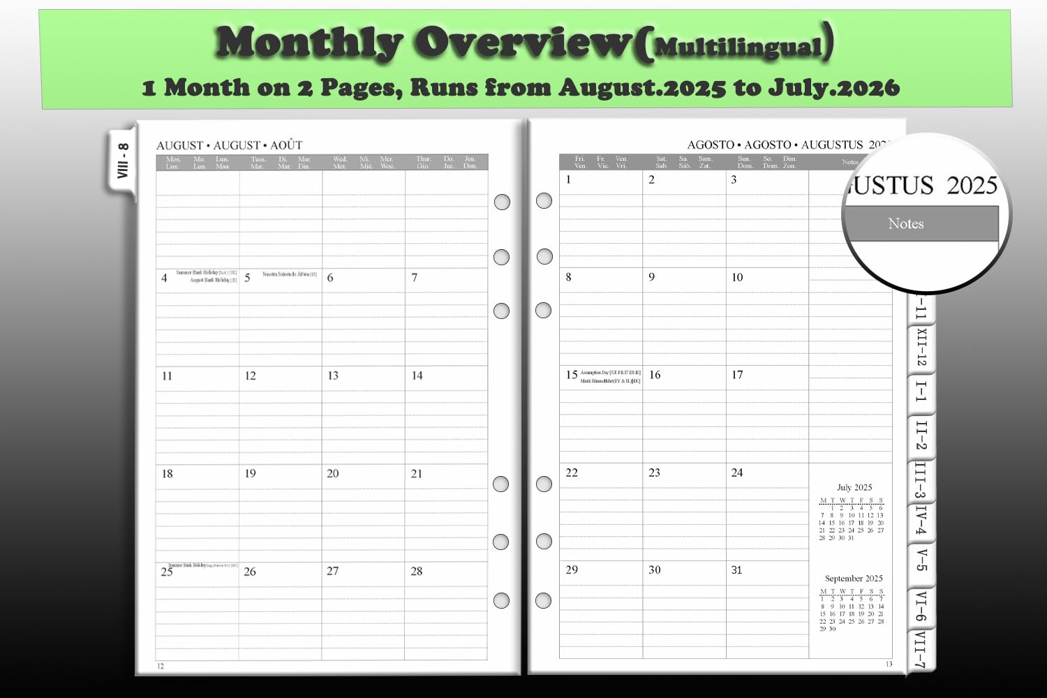 Ricarica Agenda Settimanale 2025-2026 A5 | Divisori Mensili, Contatti E Note | 6 Fori Standard - Foto 11