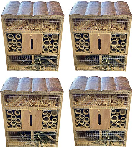 Quickdraw 4 X en Bois Abeille Papillon & Insecte Hôtel Carré Tente Jardin Nidification Habitat Boite