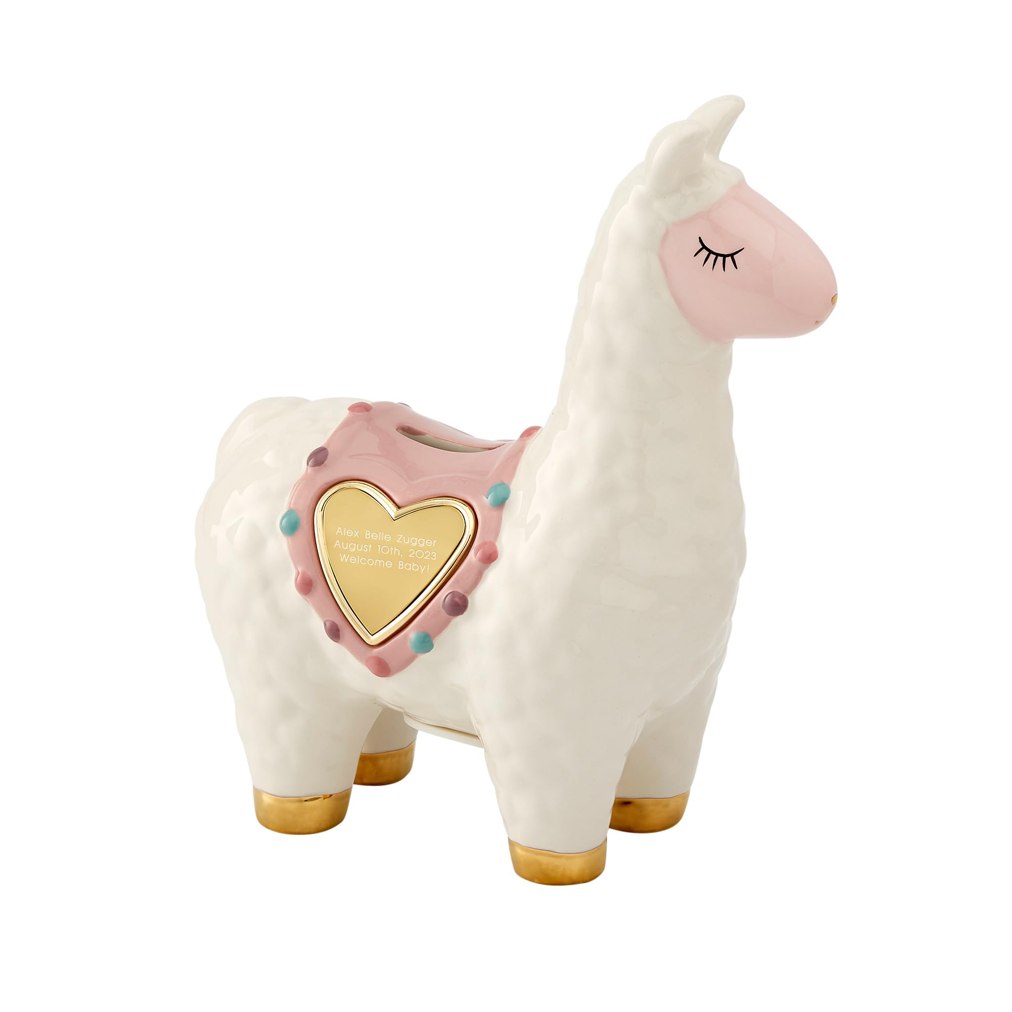 THINGS REMEMBERED Engraved Llama Ceramic Piggy Bank for The New Baby (Free Customization)