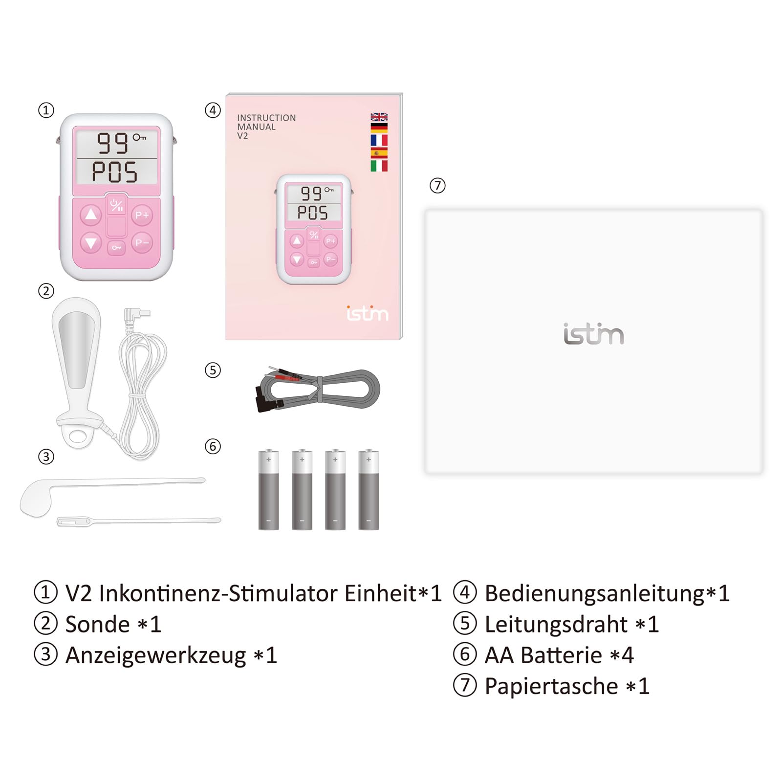 iSTIM V2 Kegeltrainer Inkontinenzstimulator mit Sonde zur Blasenkontrolle und Beckenbodenübung für Frauen, elektrischer Muskelstimulator (EMS)