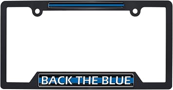 Elektroplate Police Back the Blue License Plate Frame Black Open Corners