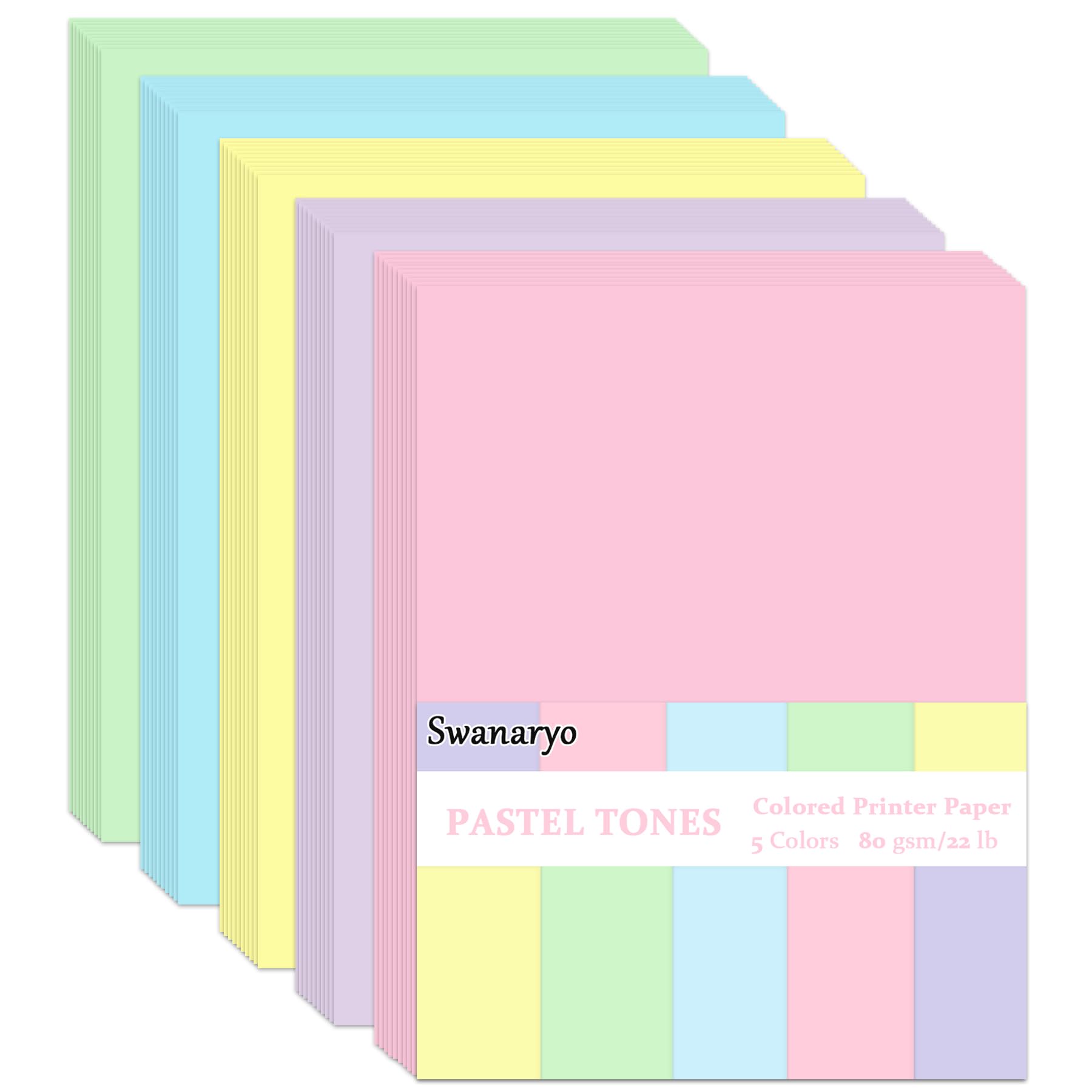 600 Sheets Colored Paper 8.5 X 11 - Color Printer Copy Paper 22lb/80gsm Double Sided Origami for DIY Art Craft,5 Pastel Colors