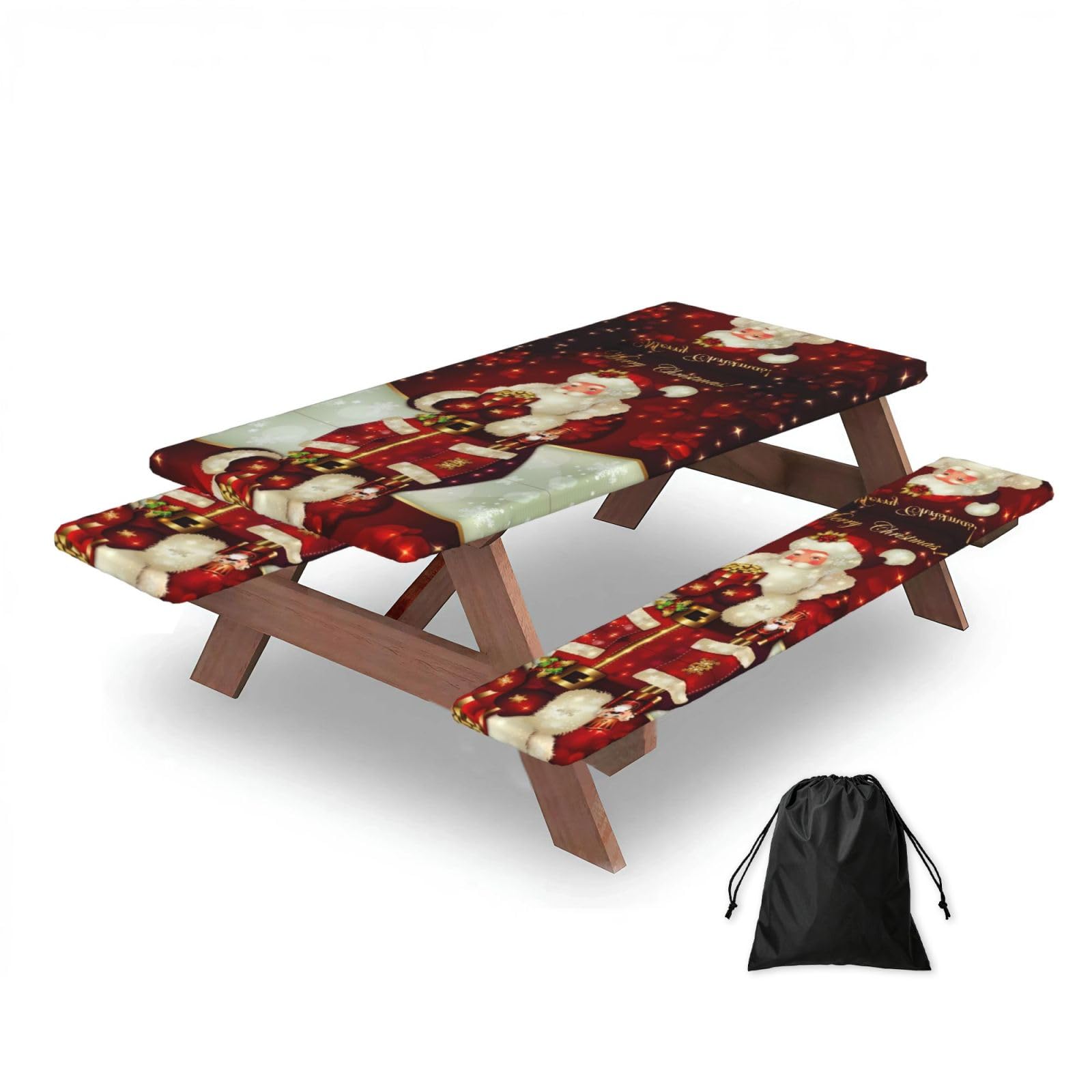 Merry Christmas Santa Claus Rectangular water-repellent picnic tablecloths, outdoor camping, picnic, BBQ