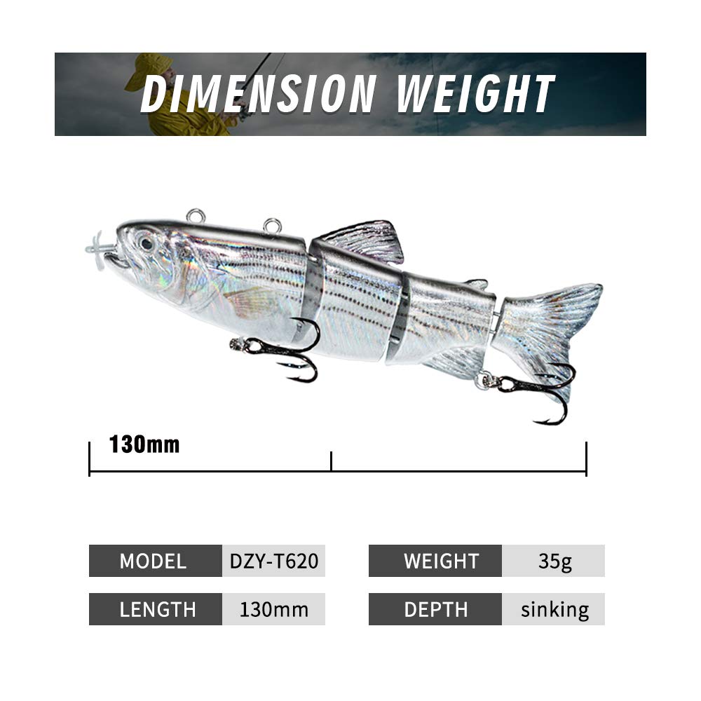 ods lure Leurre de Natation robotisé Lumière LED Rechargeable USB Appât de Natation Multi articulé 4 Segments Leurre de pêche électrique Auto-propulsé Inteli