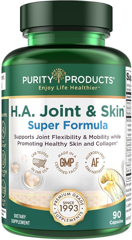 Purity Products H.A. Joint and Skin Super Formula Biocell Collagen w/Hyaluronic Acid Supports Healthy Joint Flexibility, Healthy Synovial Fluid, and Joint Lubrication - 5-Loxin - 90 Capsules (1)