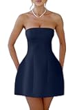 Womens Sexy Strapless Tube A-line Mini Dress Club Party Short Prom Dress