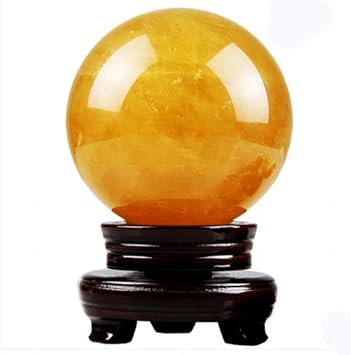 Crystal Ball Modern Fine Natural Yellow Feng Shui Crystal Ball Ornaments Office Living Room Study Porch Lucky Home Decorations Crystal Divination Ball,1.96in
