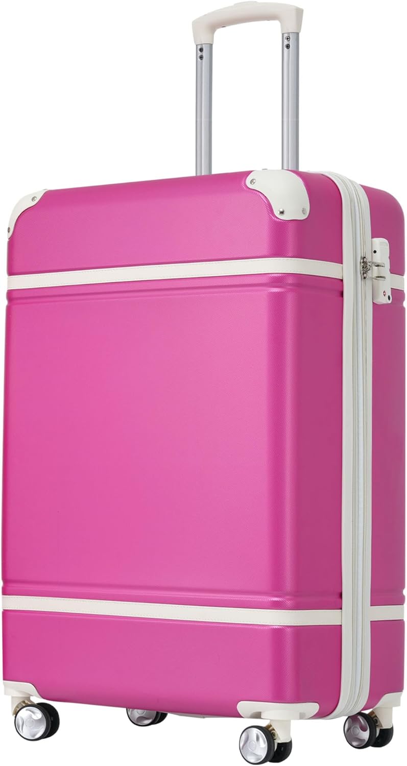 20" Vintage Carry Luggage, Pink As Shown, One Size