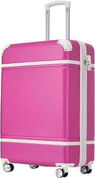 20" Vintage Carry Luggage, Pink As Shown, One Size