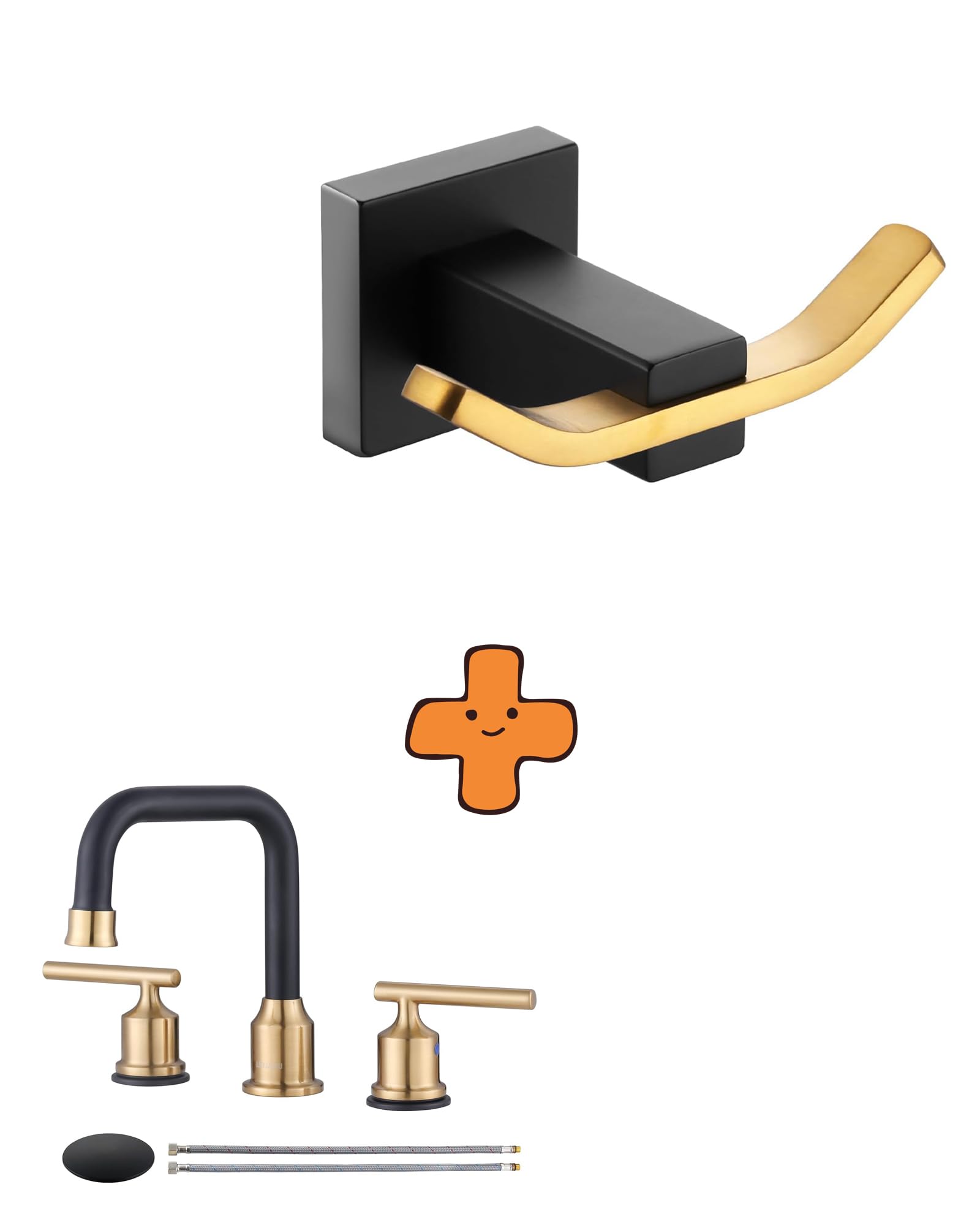 Jnfidosr Black/Gold Towel Hooks For Bathrooms And And Widespread Bathroom Faucet