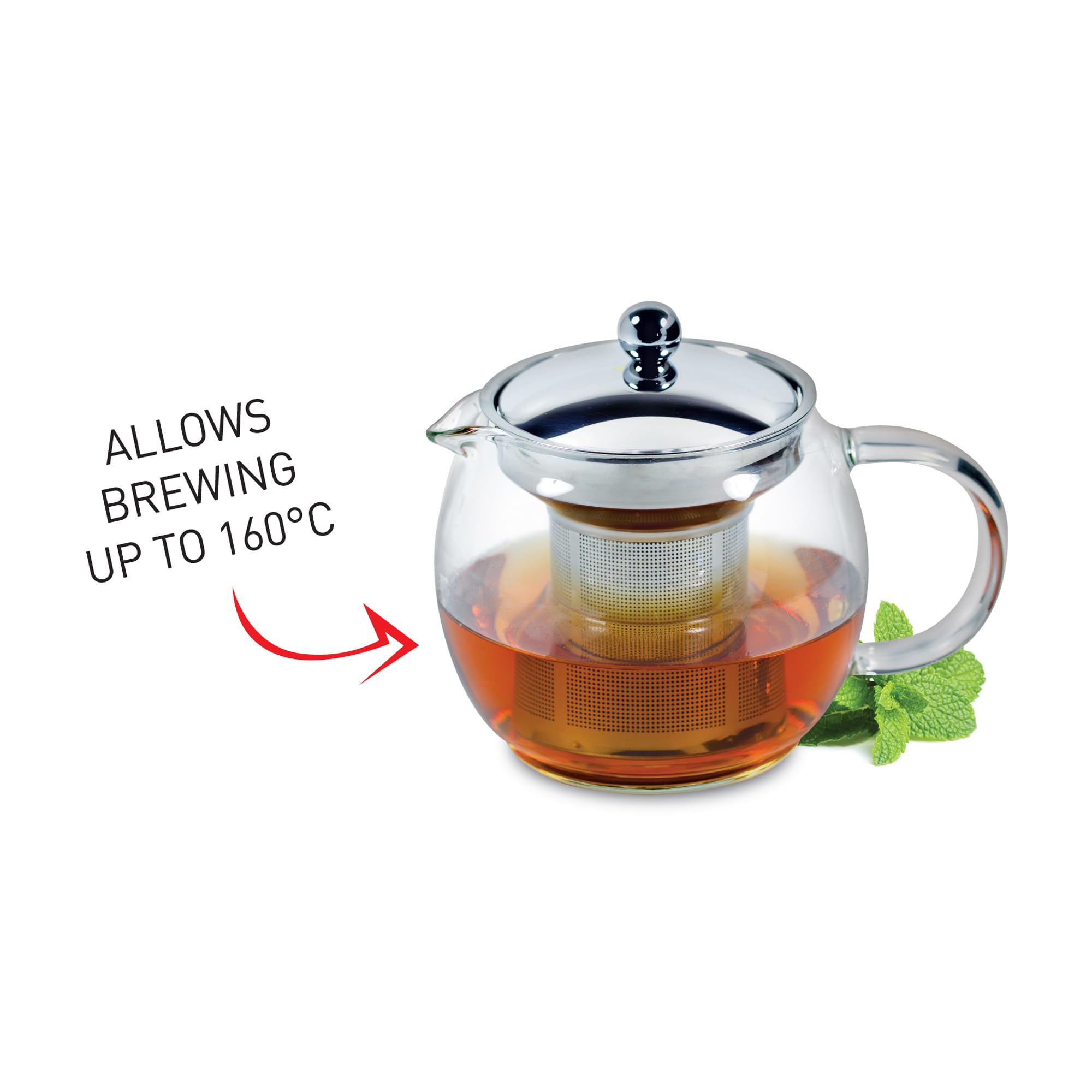 Ceylon Théière en verre en acier inoxydable Infuseur 750 ml