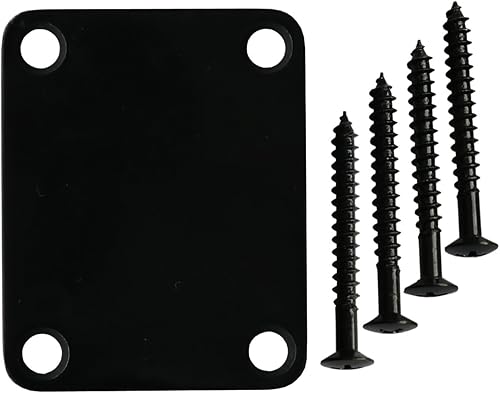 Miniatura 12 de Metallor Placa de cuello para guitarra eléctrica, 4 agujeros con tornillos, compatible con Strat Tele Style Electric Guitar Bass Parts Replacement CR