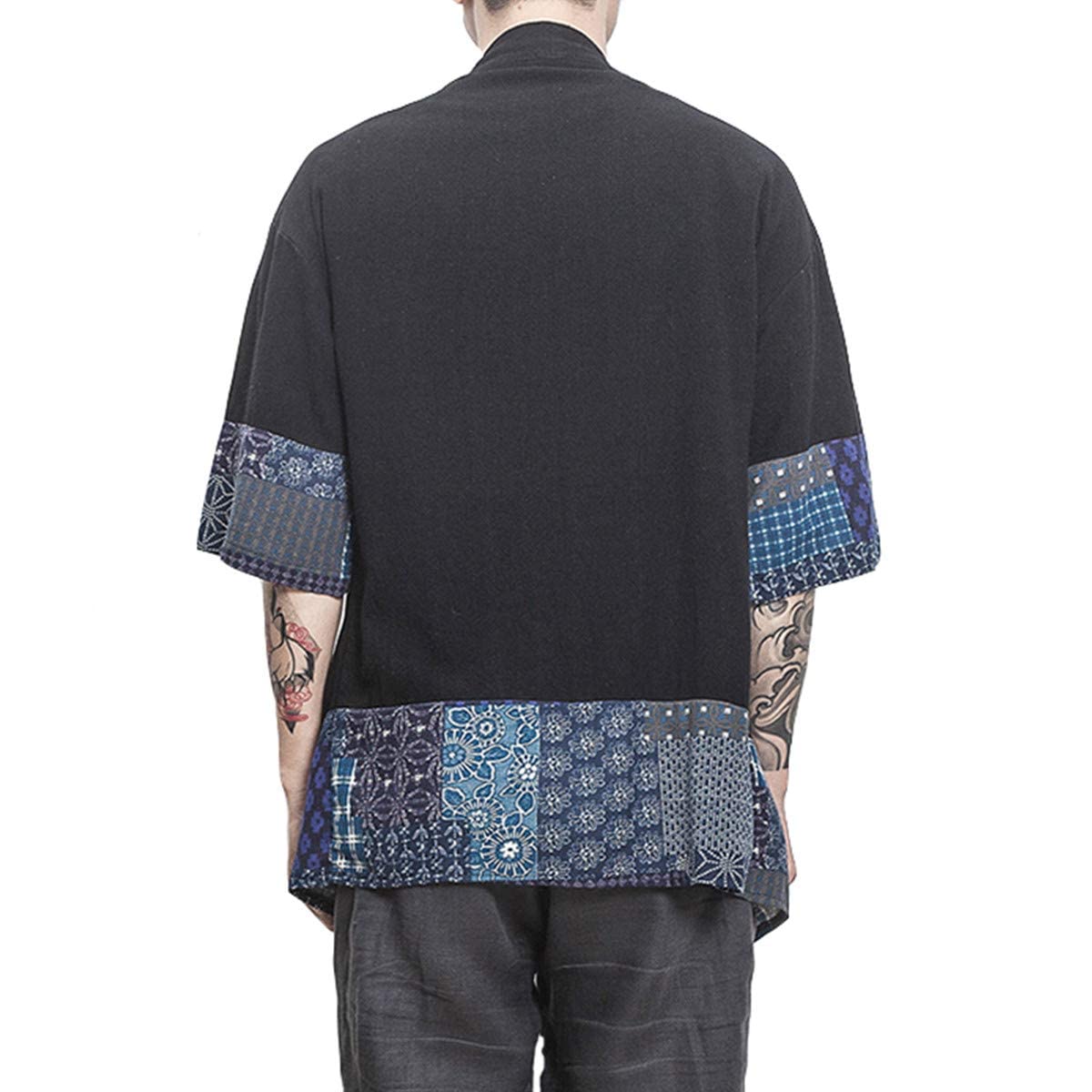 perdontoo Camicia Kimono T-Shirt Uomo Cardigan Giacca Top Casual Camicetta Vintage Elegante Estiva Coppia