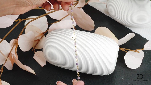 TILOVE – Bracciale in Quarzo Rosa con Trifoglio Portafortuna – Acciaio Inossidabile, Progettato in Francia – Braccialetto Donna Pietra Naturale, Amore & Benessere – Idea Regalo Elegante