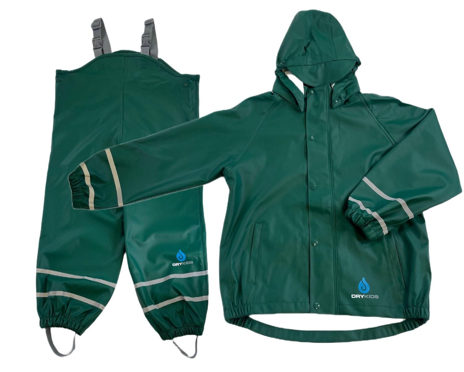DRY KIDS PU Jacket and Dungarees Unlined - Forest Green 9/10yrs