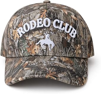 Rodeo Club Camo Western Trucker Hat | Men & Women | Country Caps for Cowgirls Cowboys | Camo Embroidered Cotton | Snapback