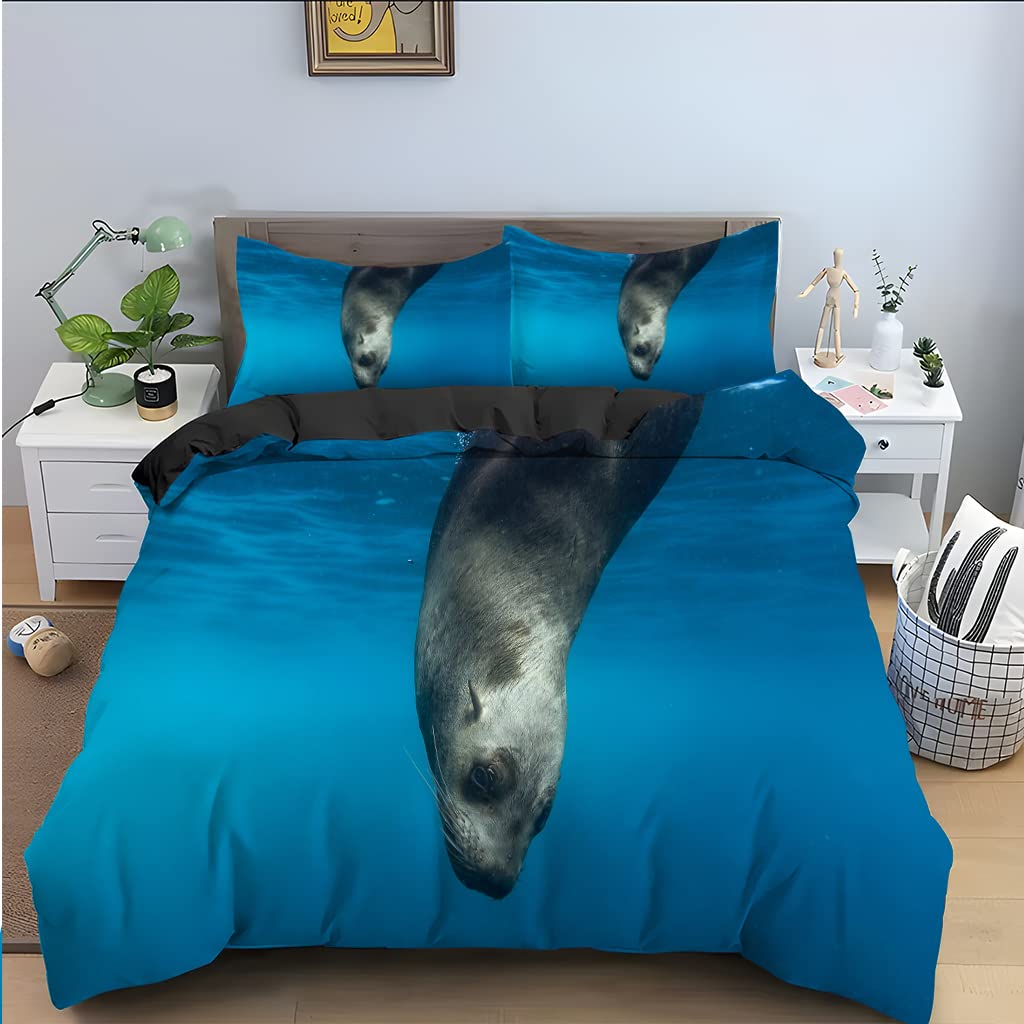 Housse de couette 240 x 260 bleu foncé microfibre 110g/㎡ toucher soie