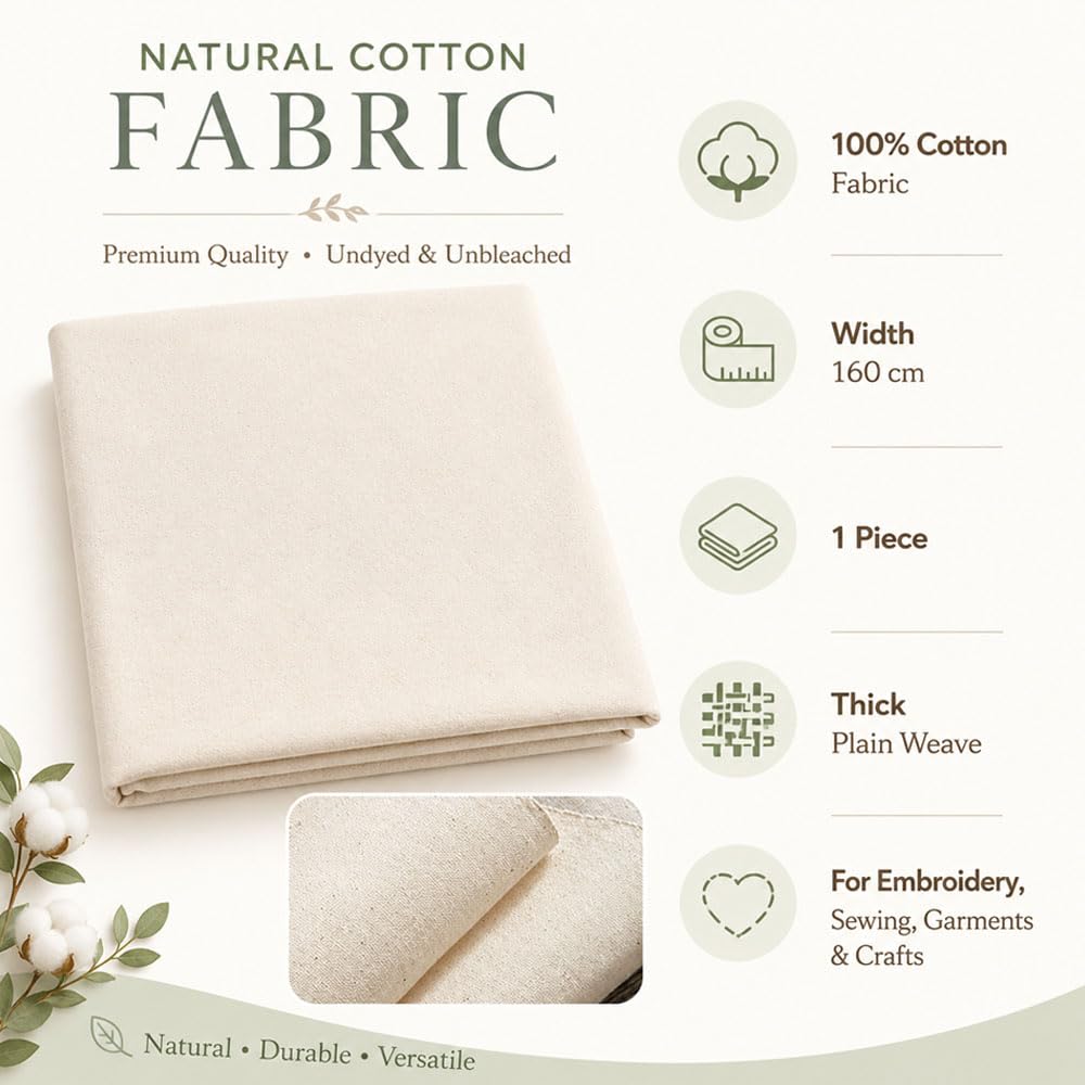 Tessuto di Cotone Naturale 160 X 100 CM,Stoffe Cotone per Cucito Creativo,HMCEY Cotton Fabric,Tessuti per Cucire Vestiti,Stoffe Ricamo per Patchwork per Artigianato DIY, Realizzare, Abbigliamento
