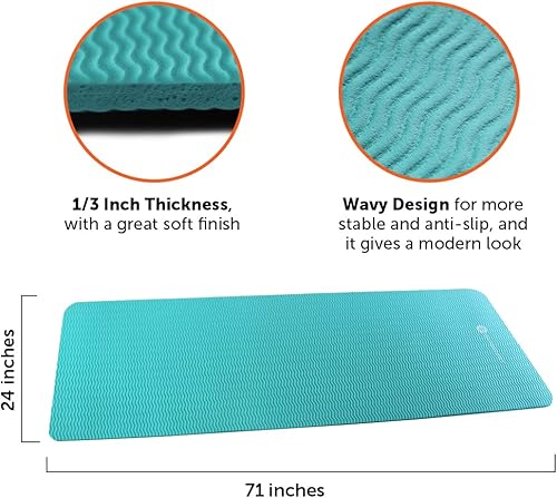 Miniatura 2 de GYMENIST Tapete grueso para yoga y ejercicio, 24 x 71 pulgadas, ideal para camping, cardio, entrenamiento, pilates, gimnasia