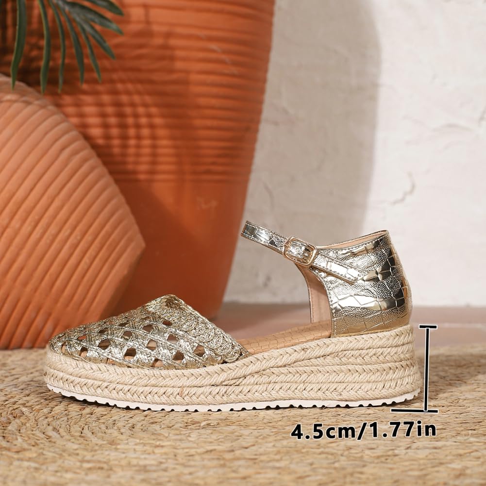 Sandalias de cuña de alpargata para mujer, de verano, con hebilla y correa al tobillo, con plataforma elegante, sandalias antideslizantes para la playa 2026