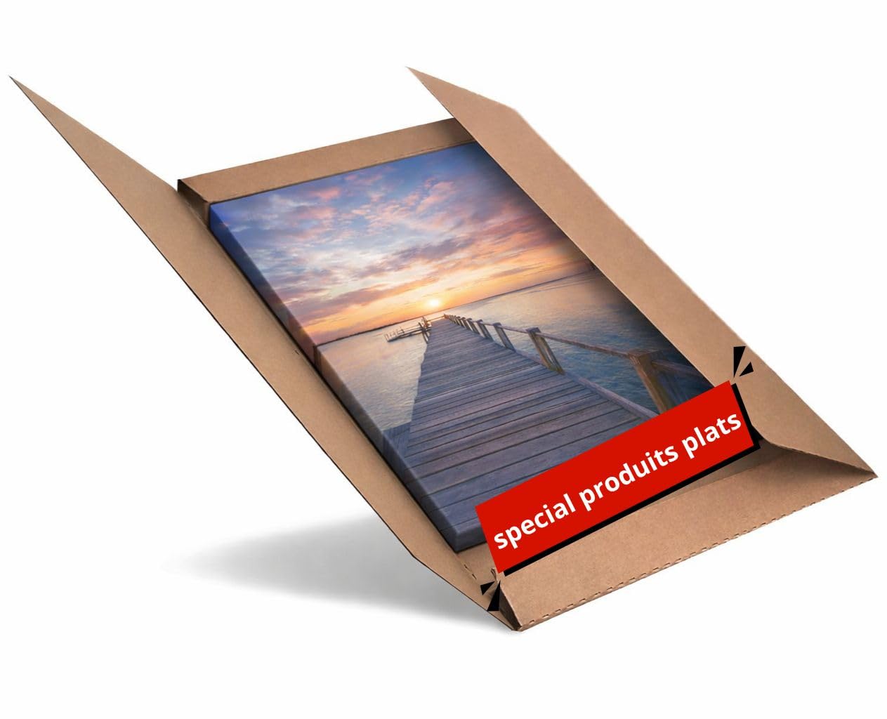 10 Cartons plats expédition tableau et photos | Etui carton produits plats jusqu’à 6 cm | Emballage tableaux, cadres photos, miroirs | Etui 5 panneaux Kraft Brun (660 mm x 520 mm x 10 mm)