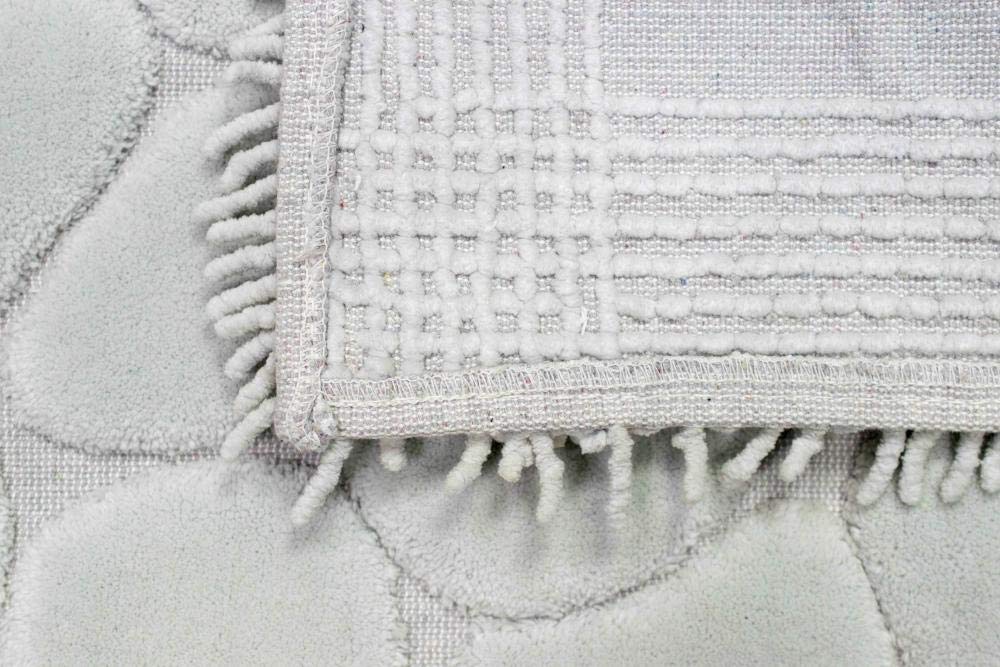 CARPETIA Set di Tappeti Bagno 2 Pezzi Design Pietre Antiscivolo Lavabile - Grigio Größe 50x60cm + 60x100 cm