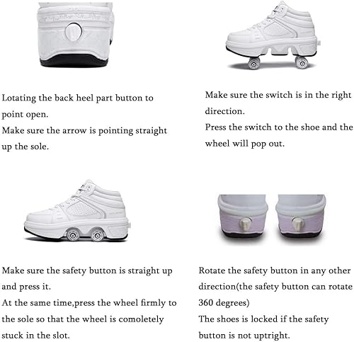 Miniatura 5 de KOFUBOKE Patines y zapatillas 2 en 1 con ruedas retráctiles unisex, para diversión al aire libre y fitness