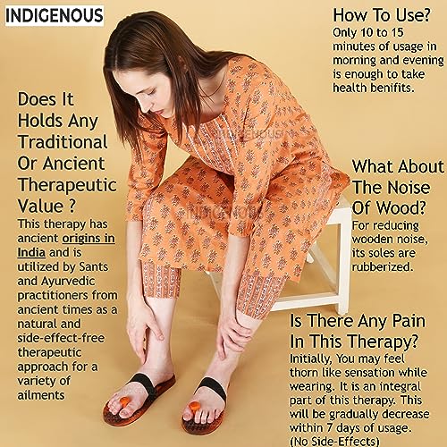 Image of INDIGENOUS Wooden Foot Acupressure Massager Khadau Health Care Slippers For Acupuncture Or Acupressure Therapy /Therapeutic /Great Relaxing Slippers For Both Men And Women (Size-7)