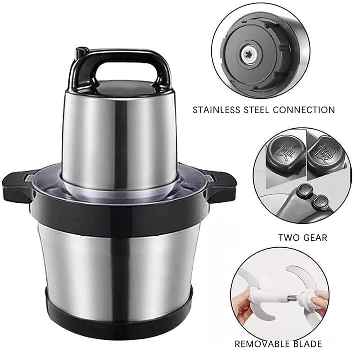 Tritatutto Elettrico 1000W Con Ciotola Acciaio Inox 6L - 4 Lame, 2 Velocità, Per Carne E Verdure - Foto 6