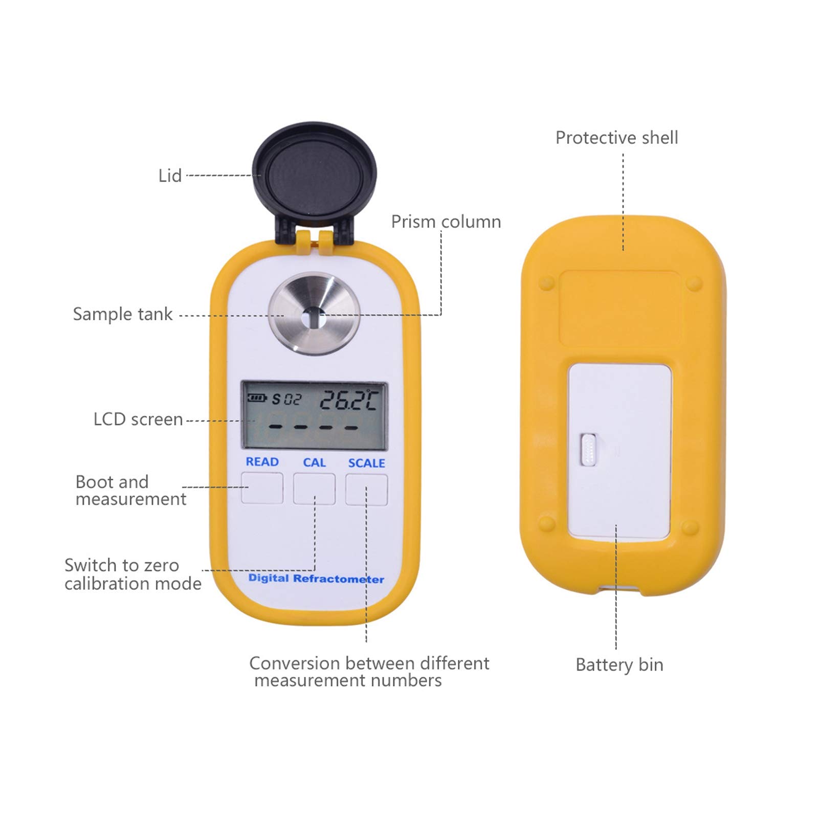 Honig-Digital-Refraktometer, hochgenaues Hand-Taschen-Honig-Refraktometer, Energiesparen für Bienenwerkzeuge Zuckergehalt, Baume, Wasser
