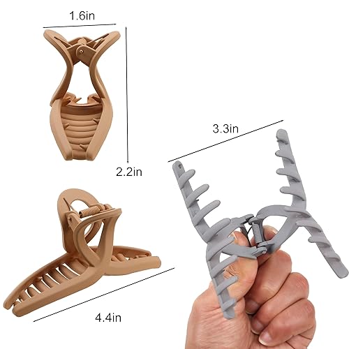 Miniatura 6 de Pinzas gruesas para el cabello para mujer, pinzas de mariposa grandes para cabello largo y rizado, abrazaderas mate duraderas de sujeción fuerte