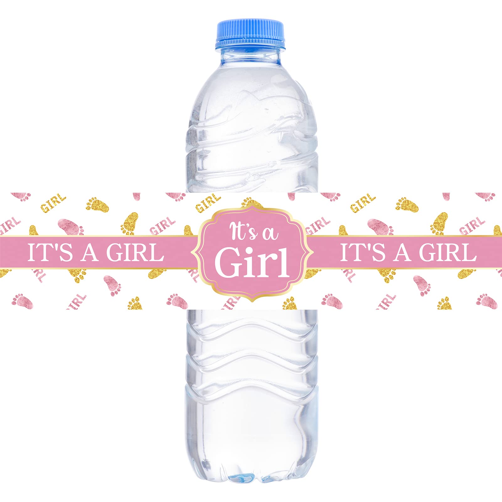It's A Girl Water Bottle Labels Baby Shower Pink and Gold Water Bottle Stickers Girl Birthday Party Decorations Supplies Set of 32