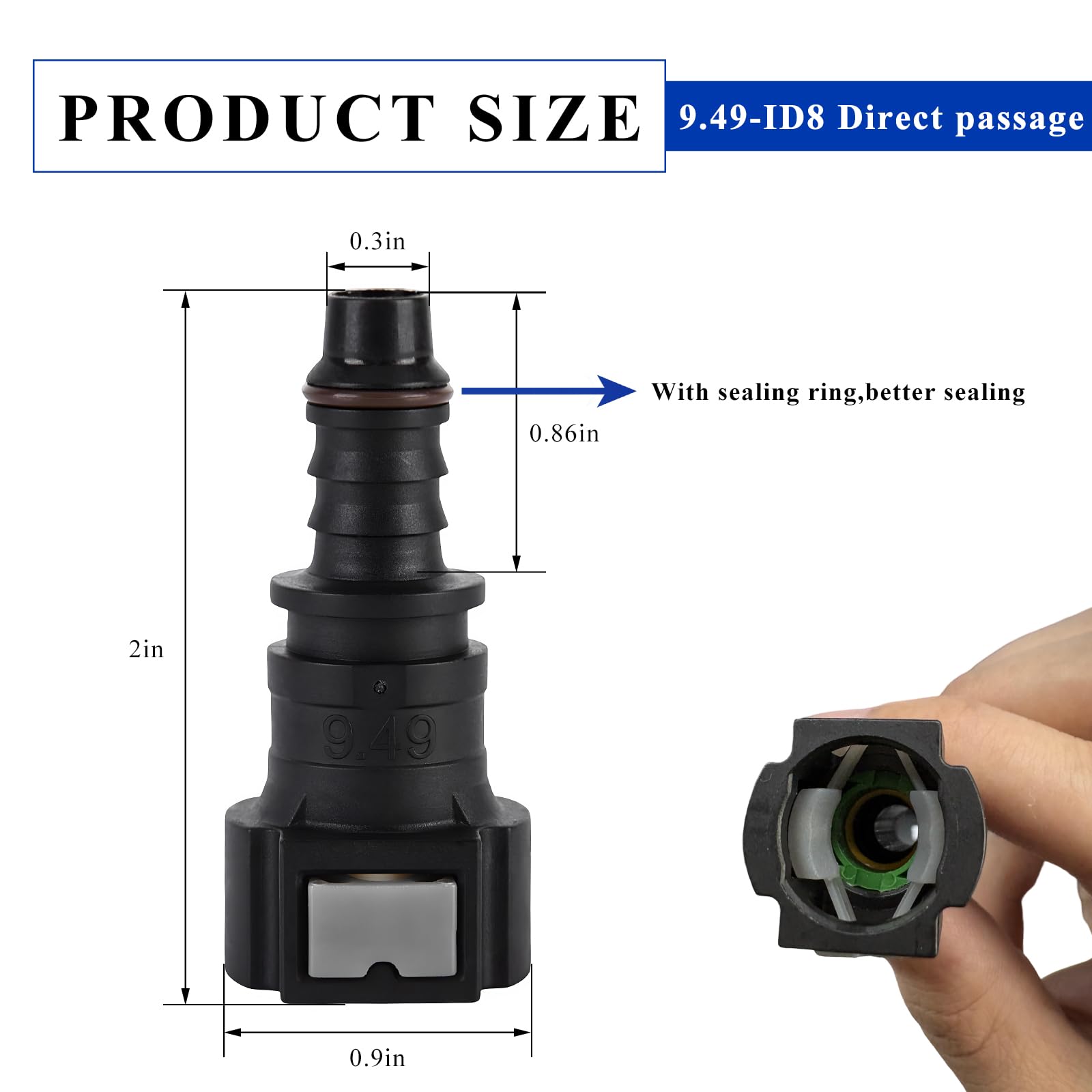 2 conectores rápidos de línea de combustible, kit de reparación de accesorios de liberación rápida de nailon recto de 9,49 mm, SAE 3/8 a 5/16 ID de nailon, conector de bomba de aceite para la
